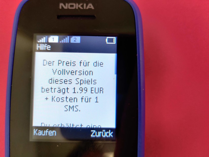 Die fünf vorinstallierten Demos der Gameloft-Spiele kosten je 2 Euro und können nicht deinstalliert werden. 