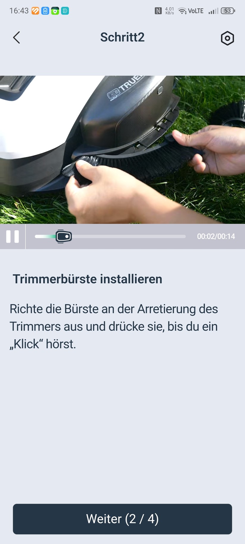 Die App bietet eine detaillierte Montageanleitung, sodass man das Handbuch dafür nicht benötigt.