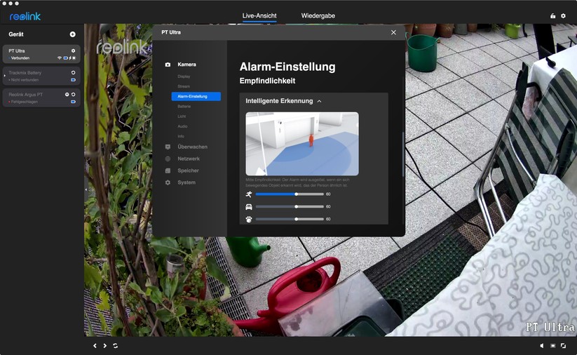 Reolink Argus PT Ultra: Einstellungen mit Desktop-App
