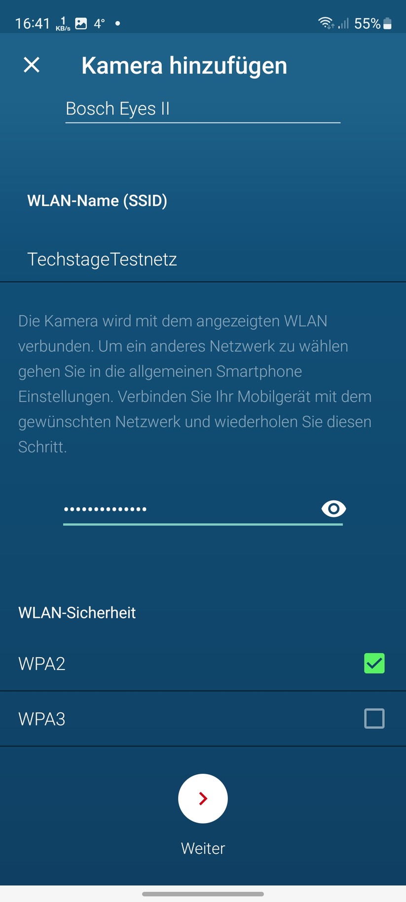 Bosch Eyes Innenkamera II: Einrichtung