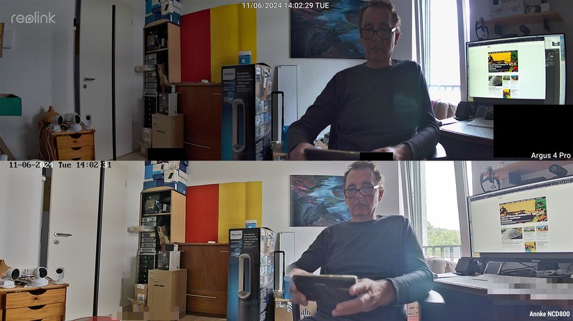 Bei einem hohen Dynamikumfang liefert die Argus 4 Pro kein optimales Bild. Mit der teureren Annke NCD800 ist nicht nur der Vordergrund heller, sie zeigt auch den Wald hinter dem Fenster.