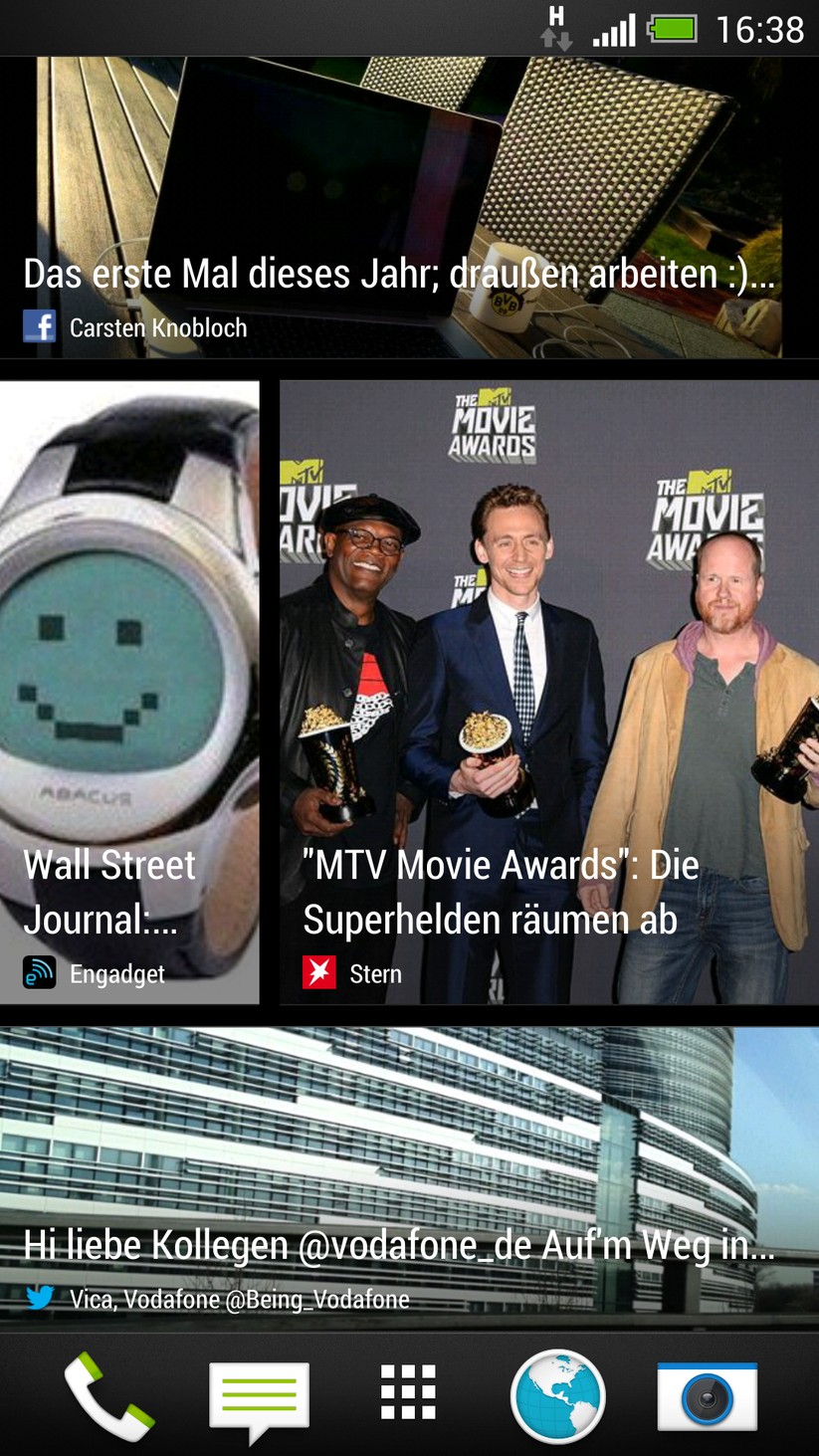 HTC BlinkFeed: Im neuen Homescreen finden sich vor allem Meldungen aus den Social Networks.