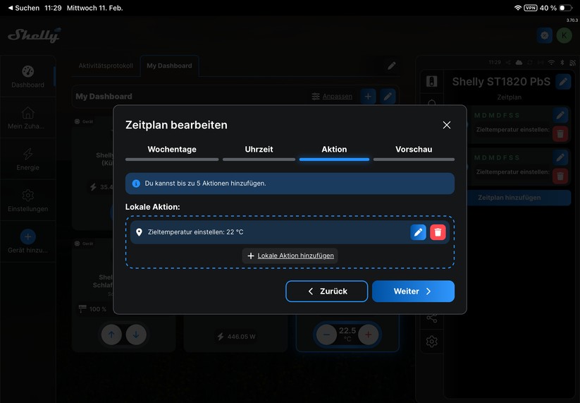 Shelly Linkedgo ST1820: Konfiguration mit Shelly-App
