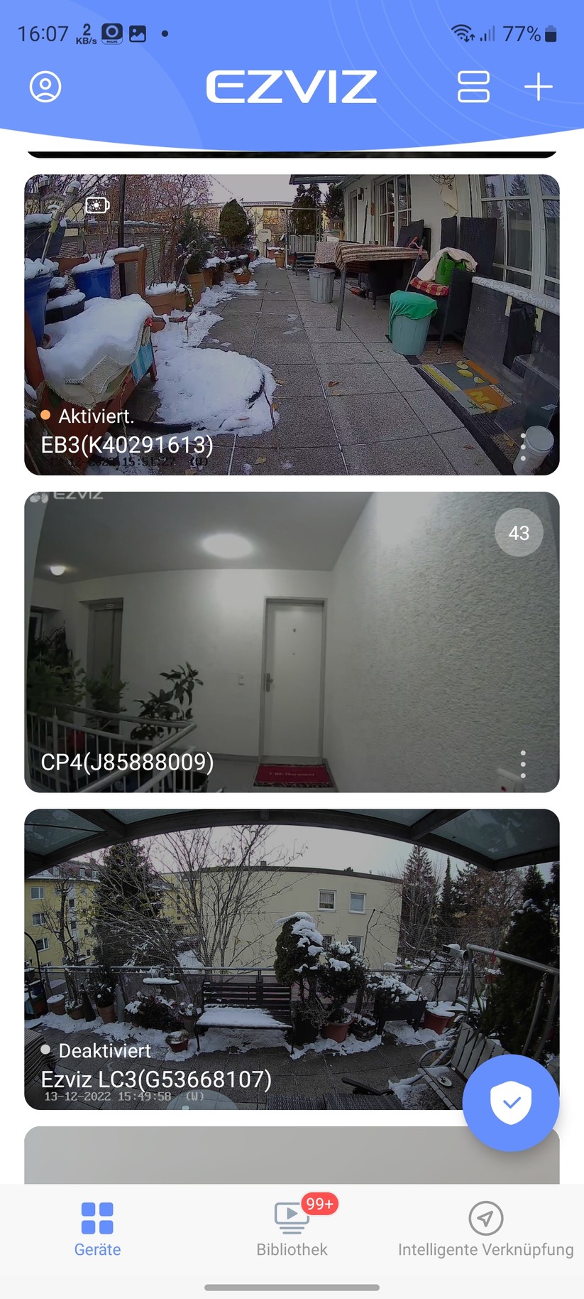 Ezviz EB3: Die App bietet eine gute Übersicht und lässt sich intuitiv bedienen.