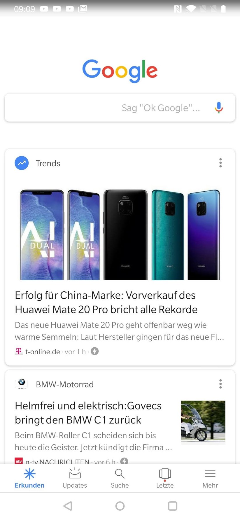 Google Now auf dem Oneplus 6T