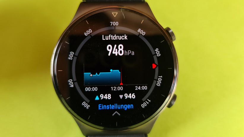 Die GT 2 Pro misst den Luftdruck und warnt damit vor Unwetter
