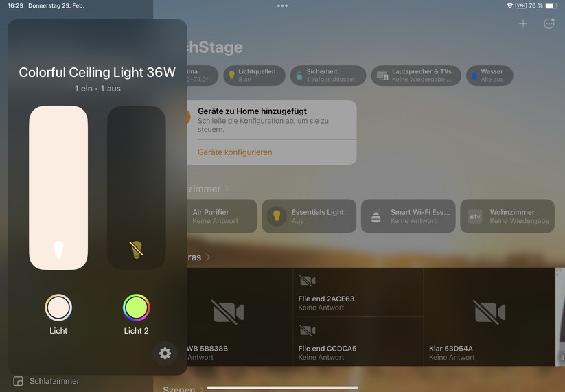 Dank Matter-Kompatibilität lässt sich die Aqara-Deckenleuchte unter anderem auch über Apple Home, Homey Pro und Home Assistant steuern. 