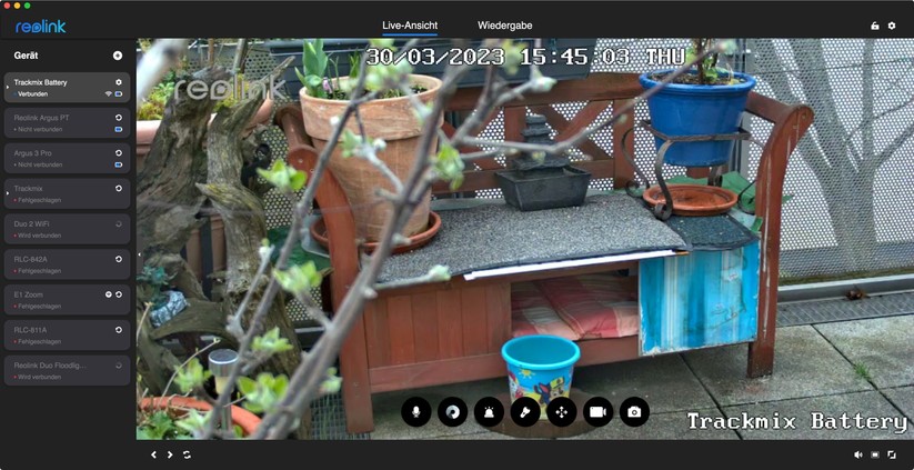 Reolink Trackmix Akku: App-Oberfläche und Beispiel-Bilder