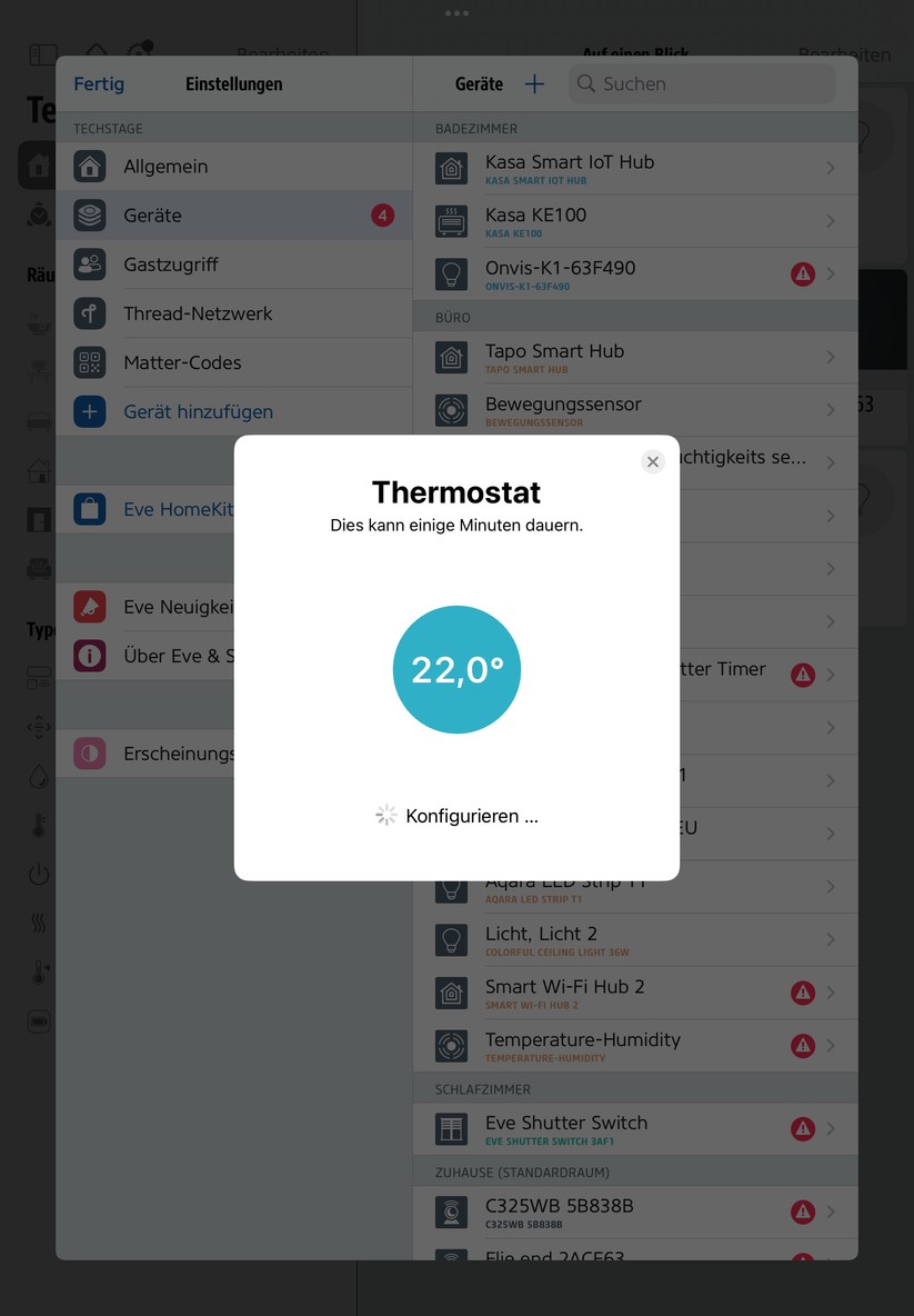 Einrichtung von Eve Thermo und Eve Thermo Control