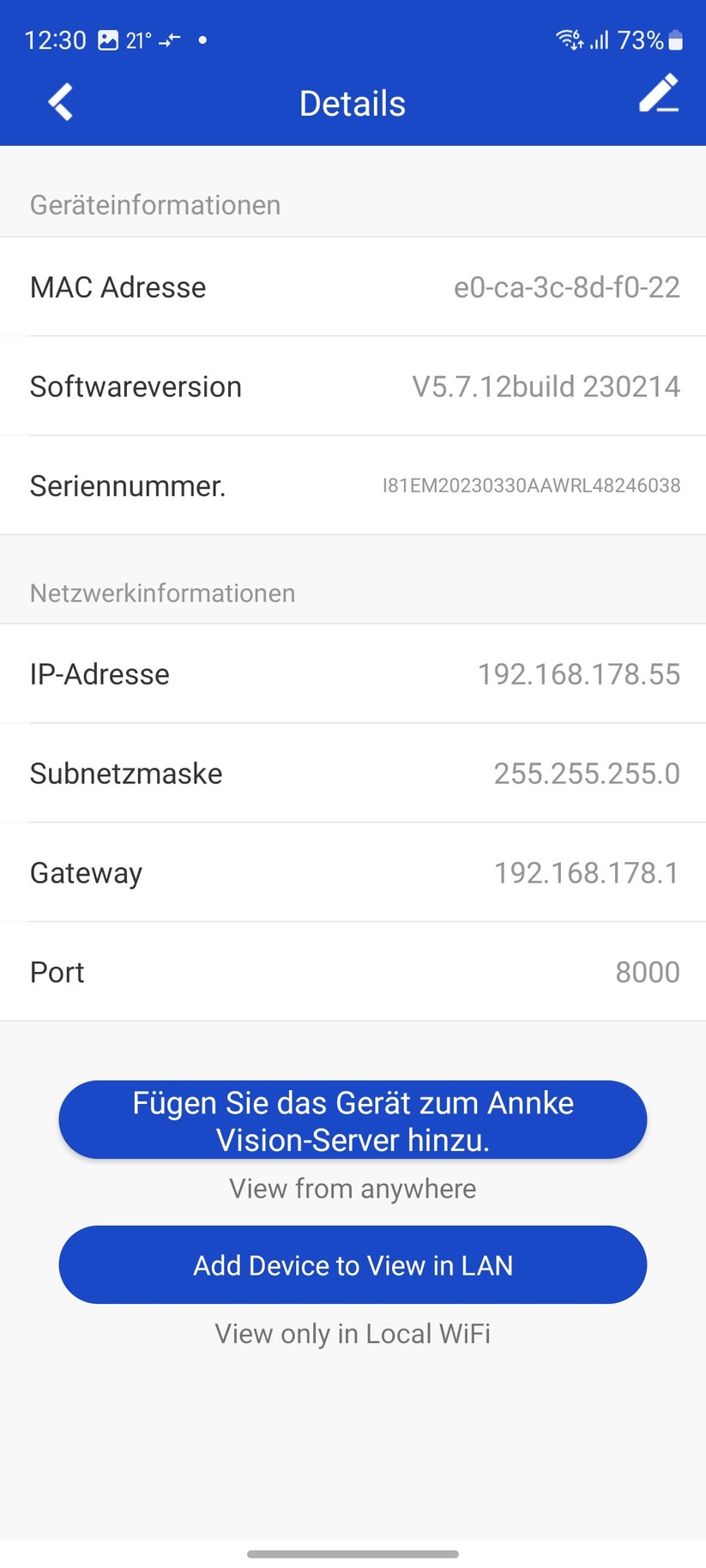 Annke NCPT500: Einrichtung mit App