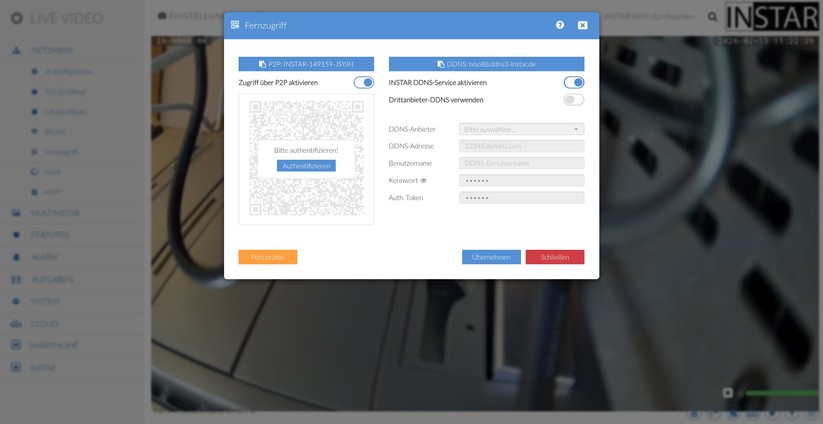 Die Konfiguration der IN-9808 4K erfolgt wahlweise über die App Instar Vision oder die Weboberfläche. Während sich grundlegende Funktionen bequem per App einrichten lassen, stehen erweiterte Optionen wie Onvif und MQTT nur über das Webinterface zur Verfügung.