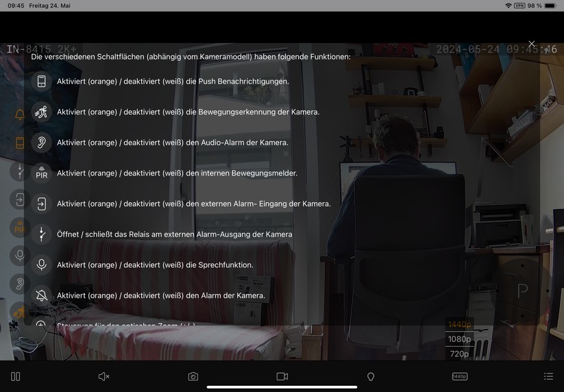 Instar IN-8415 2K+: Die verschiedenen Bedienoptionen erklärt die App Instar Vision sehr ausführlich.