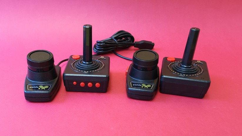 Die Joysticks sind kabellos. Die beiden Paddels teilen sich ein Anschlusskabel.
