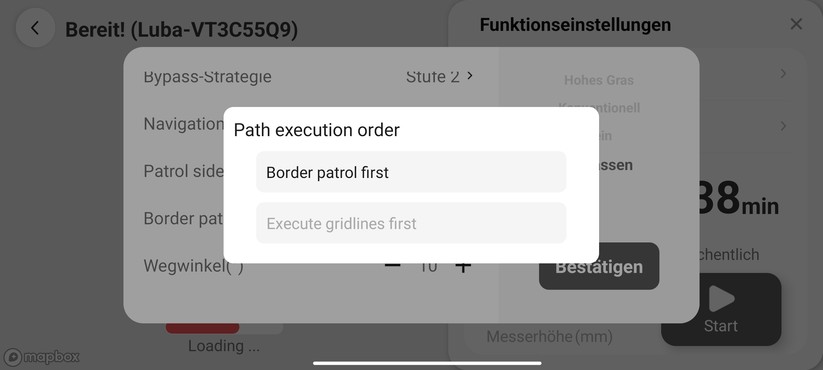 App des Mammotion Luba AWD 3000