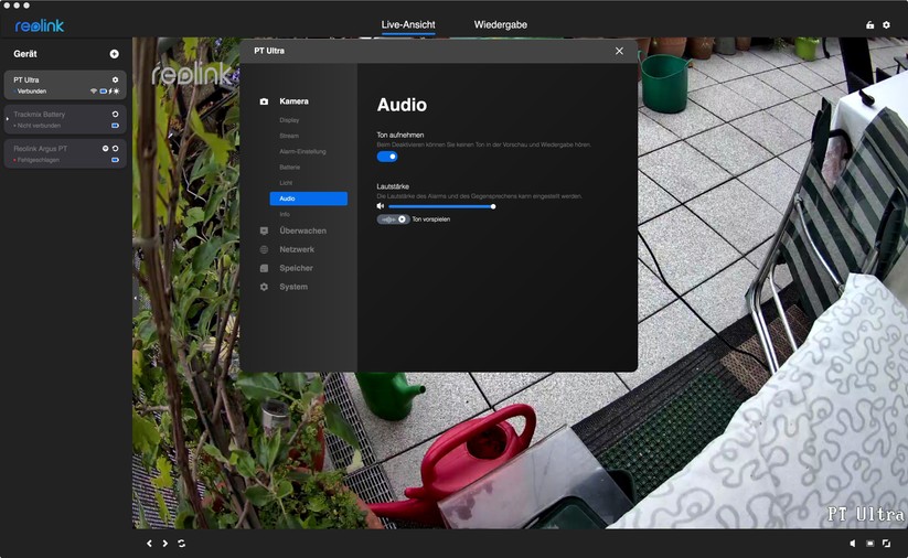 Reolink Argus PT Ultra: Einstellungen mit Desktop-App