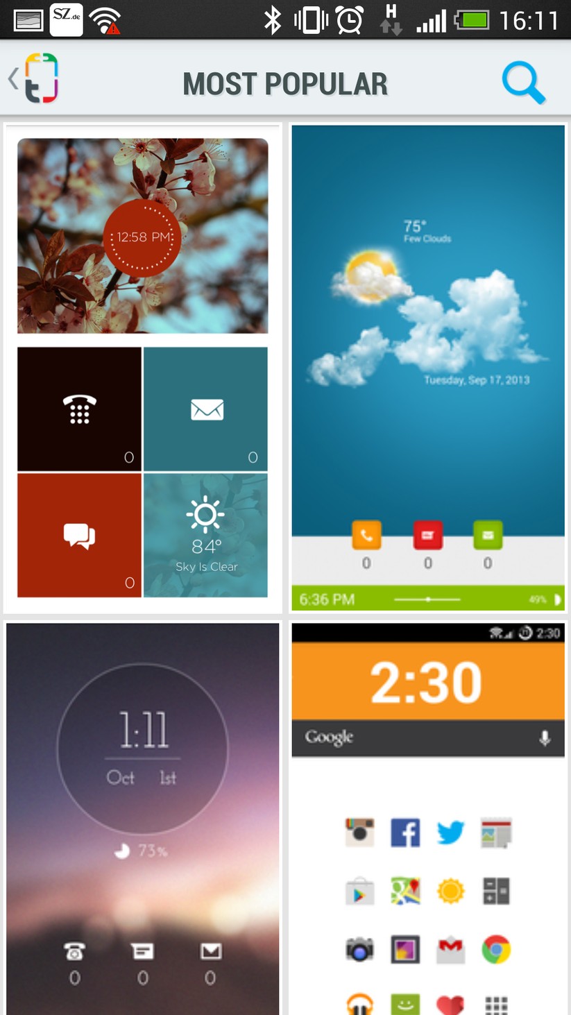 Die diversen Themes zeigt die App in verschiedenen Kategorien an. Hier ist "Most Popular" zu sehen, alternativ gibt es noch "Newest" und "Staff Picks".