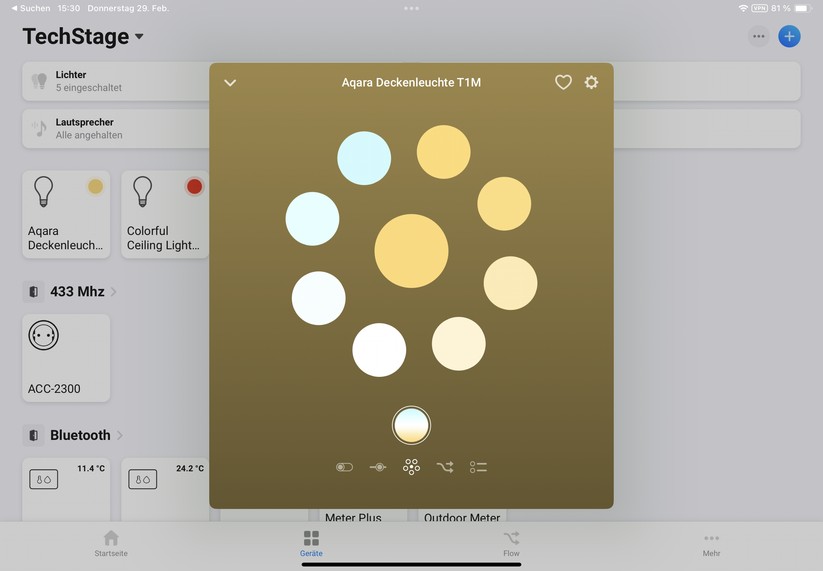 Dank Matter-Kompatibilität lässt sich die Aqara-Deckenleuchte unter anderem auch über Apple Home, Homey Pro und Home Assistant steuern. 