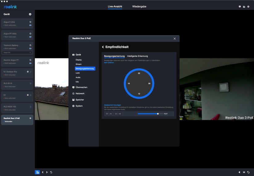 Reolink Duo 3: Motion Track aka Bewegungsspur, Konfigurationsmöglichkeiten und Testaufnahmen