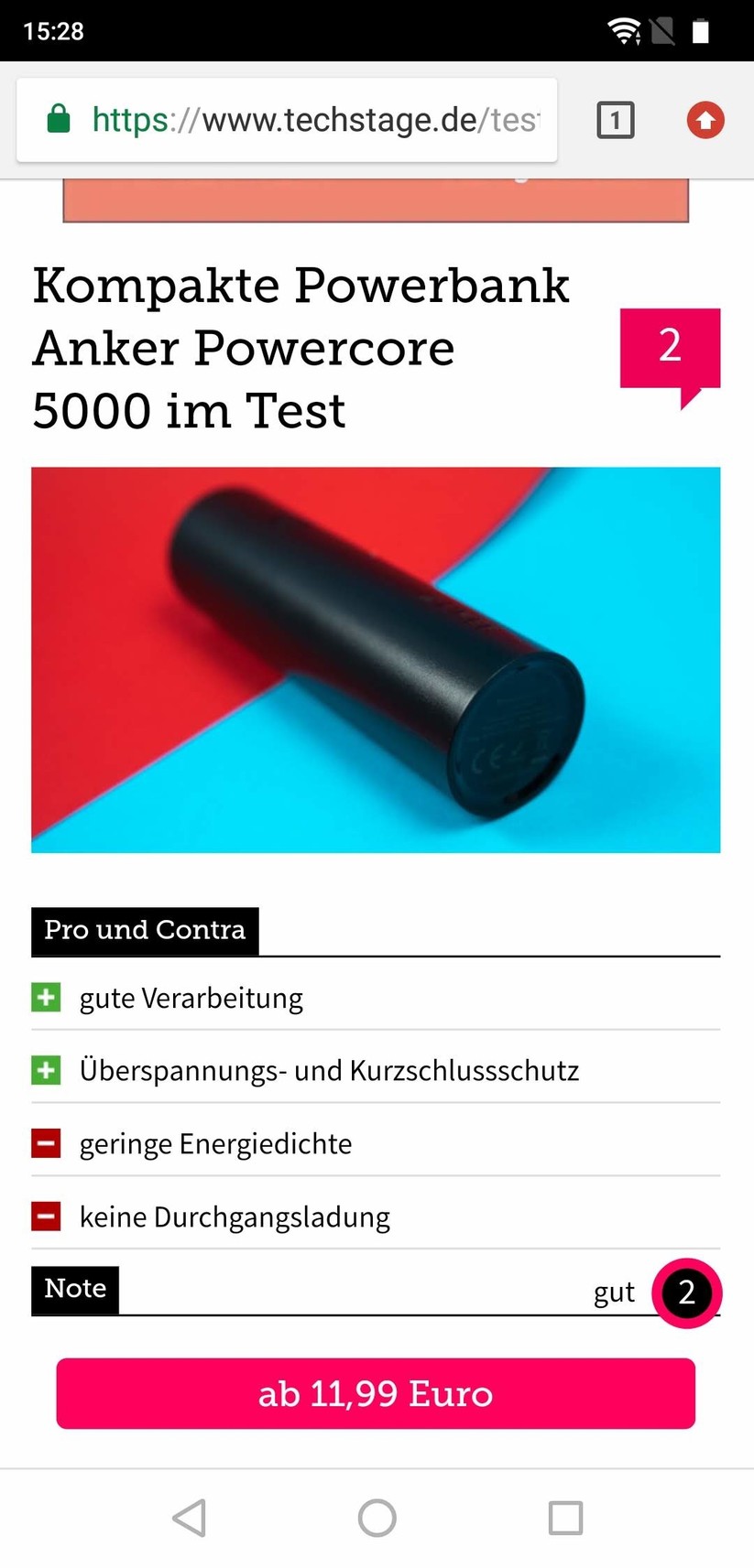 Google Chrome auf dem ZTE Axon 9 Pro