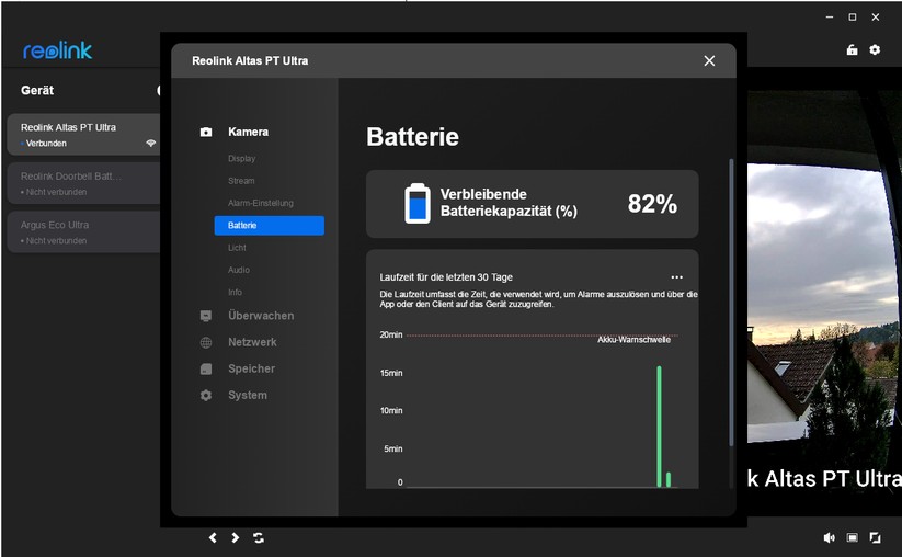 Desktop-Anwendung für Reolink Altas PT Ultra: PTZ-Überwachungskamera mit 4K, Wi-Fi 6, Akku, farbiger Nachtsicht und kontinuierlicher Aufnahme