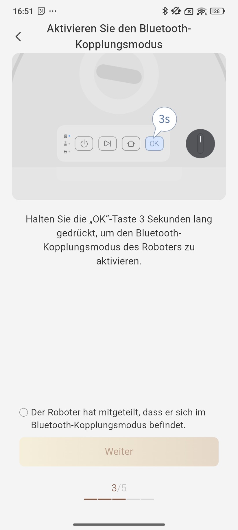 Mova 1000 – Einrichtung