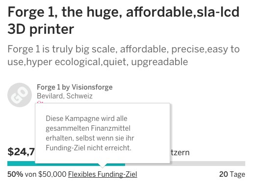 Flexibles Funding-Ziel: Die Macher dieser Kampagne bekommen ihr Geld auch dann, wenn das Ziel nicht erreicht wird. 