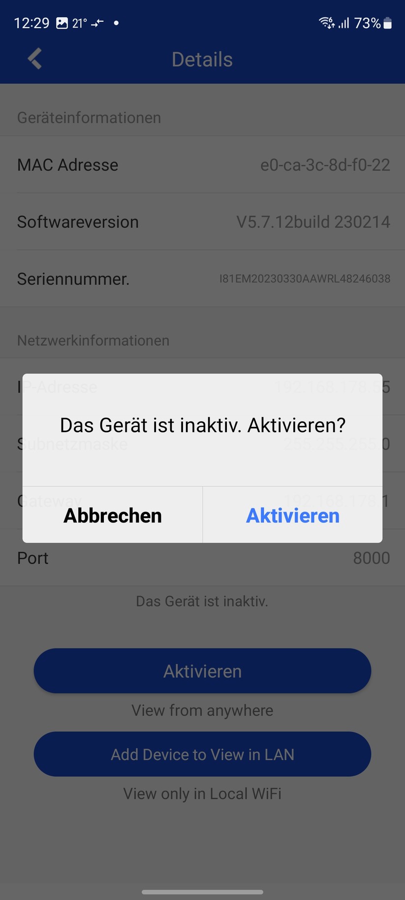 Annke NCPT500: Einrichtung mit App