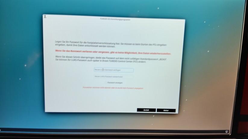 Tuxedo Nano Pro: Installation auf Basis des mitgelieferten USB-Stick Tuxedo Web FAI