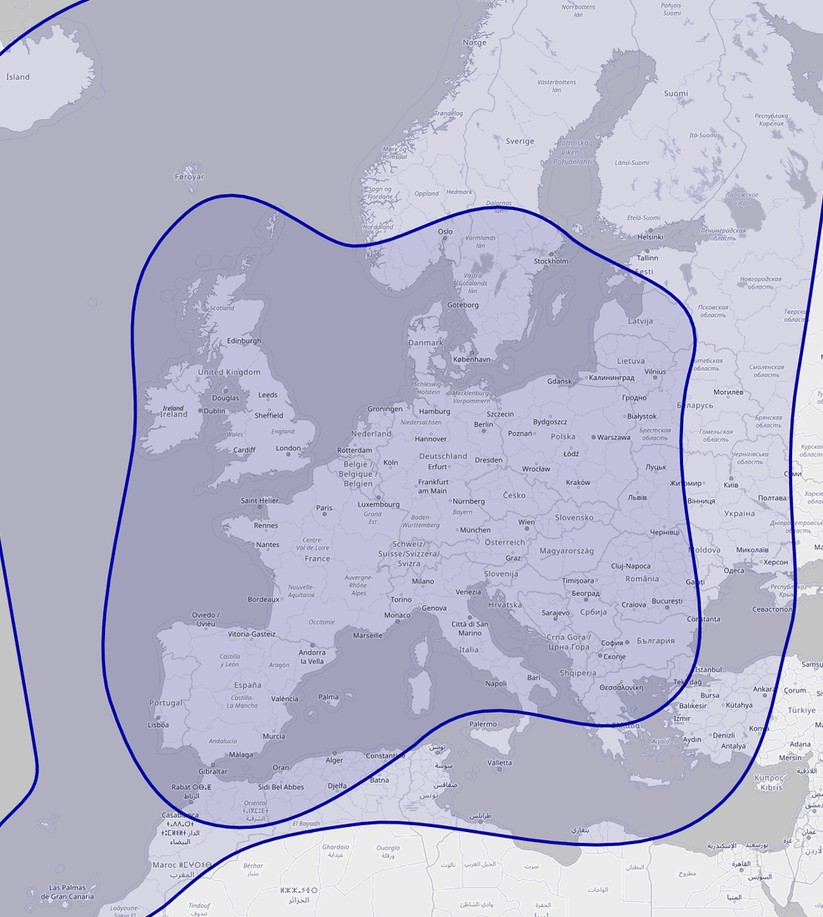 Für den Empfang im Kerngebiet empfiehlt Astra-Betreiber SES eine Satellitenschüssel mit einem Durchmesser von 60 cm.
