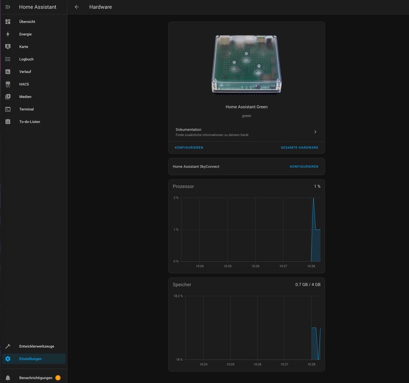 Home Assistant Green: Browser-Oberfläche