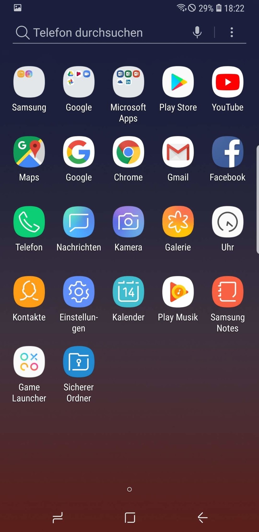 Hauptmenü (App-Drawer)