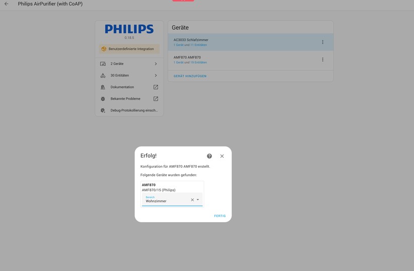 Philips Air Performer AMF870 im Test: Integration in Home Assistant