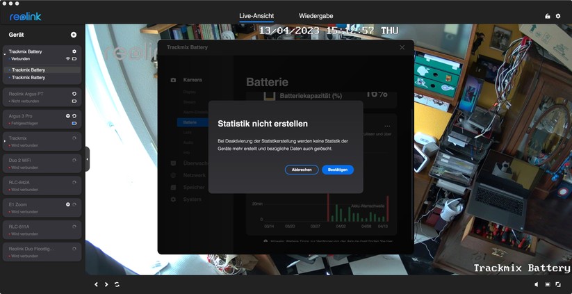 Reolink Trackmix Akku: App-Oberfläche und Beispiel-Bilder