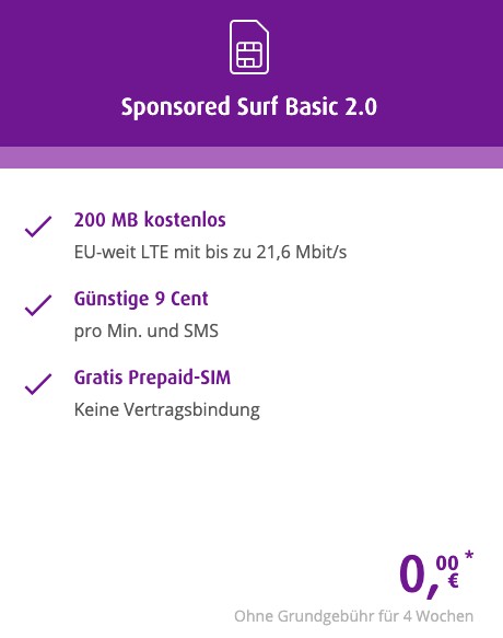 Bei Netzclub gibt es 300 MByte pro Monat für 0 Euro