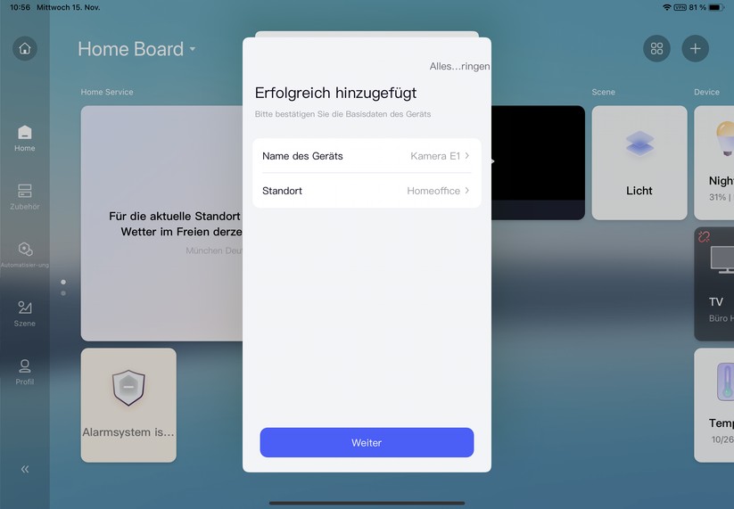PTZ-Überwachungskamera Aqara E1: Inbetriebnahme, Homekit, Bedienung, Aufnahmen