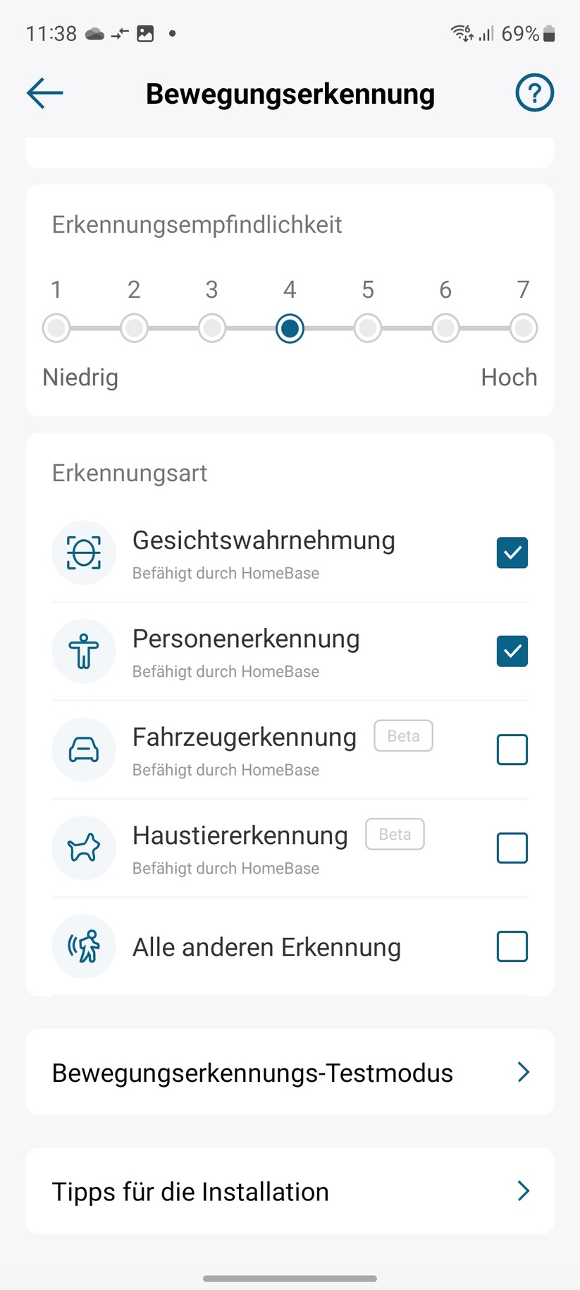 Eufy Solocam S220: Bewegungserkennung mit Koppelung an Hombebase 3