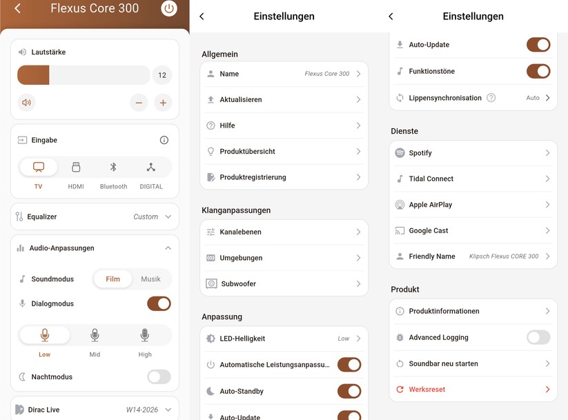 Die Steuerung der Soundbar erfolgt mit der App Klipsch Connect Plus.