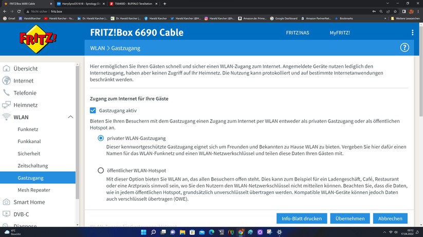 Fritzbox 6690 Cable - Konfiguration 
