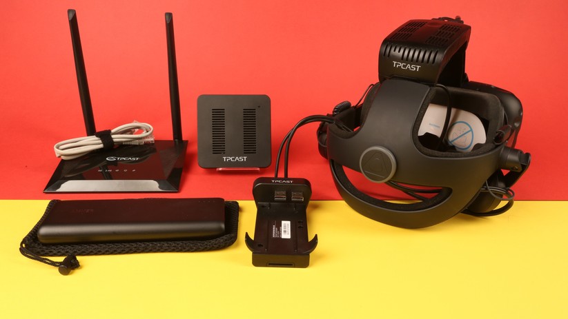 Den Videoempfänger haben wir hier bereits auf der Vive-Brille montiert.