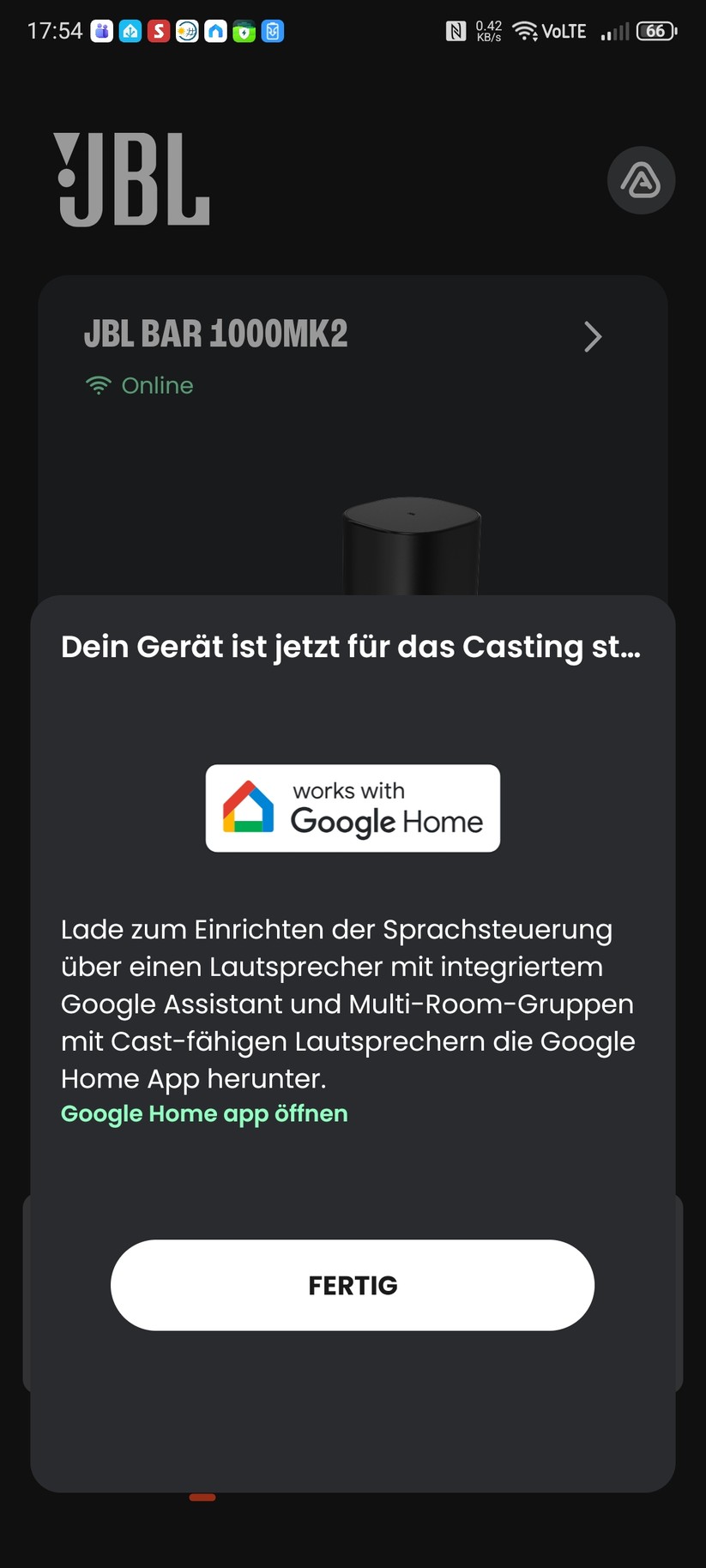 Mit der App JBL One wird die JBL BAr 1000MK2 eingerichtet.