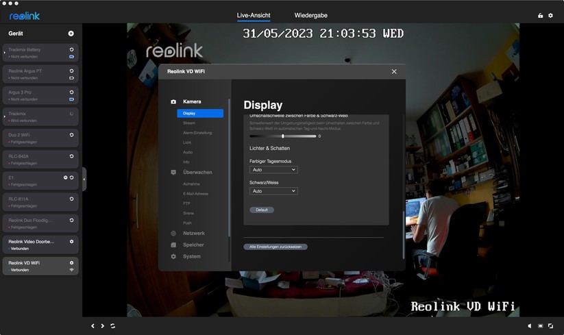 Reolink Video Doorbell WiFi/PoE: Desktop-App