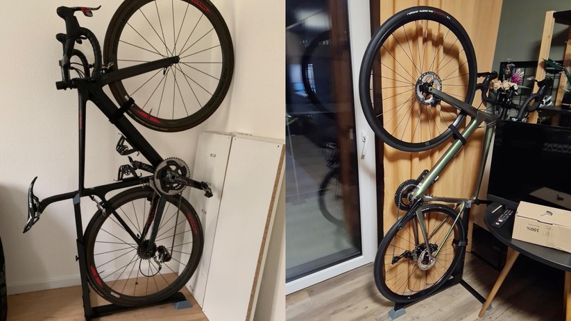 Ein vertikaler Fahrradständer ist platzsparend und flexibel.