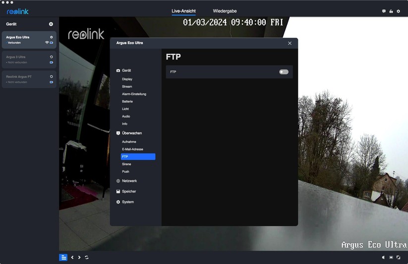 Reolink Argus Eco Ultra: Einstellungen mit Desktop-App