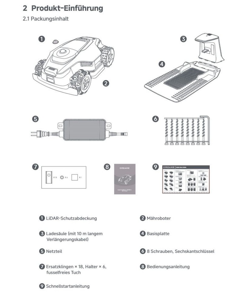  Dreame A3 AWD Pro 3500: Das Handbuch bietet detaillierte Informationen zum Mähroboter.