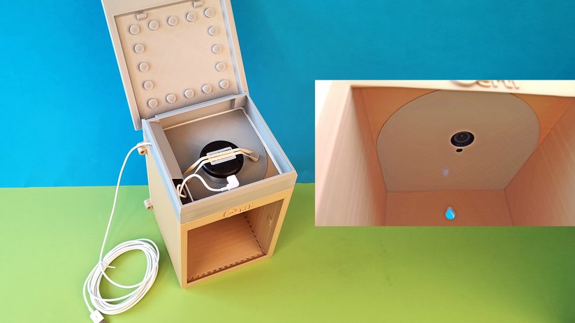Dieser 3D-gedruckte Nistkasten war ebenfalls für die Nutzung mit einer Kamera ausgelegt. Inzwischen ist er aber nicht mehr erhältlich – Kästen aus Holz werden erfahrungsgemäß besser angenommen.