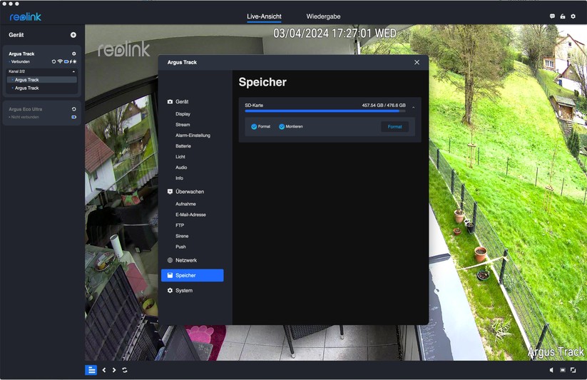 Reolink Argus Track: Konfiguration mit Desktop-App