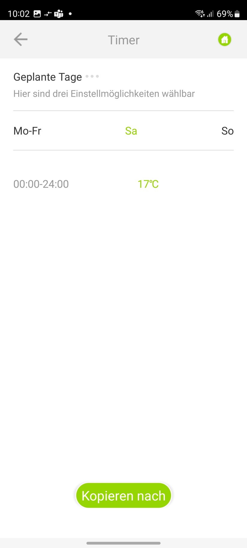  App-Einstellungen und Heizpläne