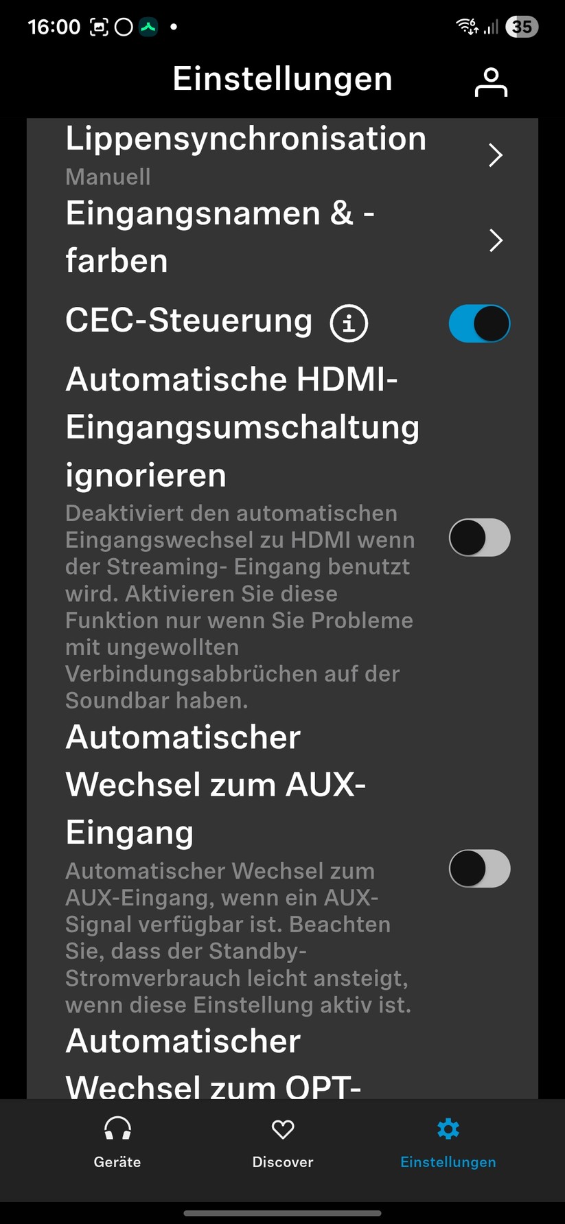 Die Smart Control-App bietet für die Bedienung die meisten Optionen, außerdem führt sie Schritt für Schritt durch die Einrichtung. Sie bietet Firmware-Updates, Quellenwahl, Equalizer-Einstellungen, Pegel und die Intensität des Ambeo-Modus. Besonders wichtig: Hier finden Nutzer die für den optimalen Sound wichtige automatische Raumkalibrierung.