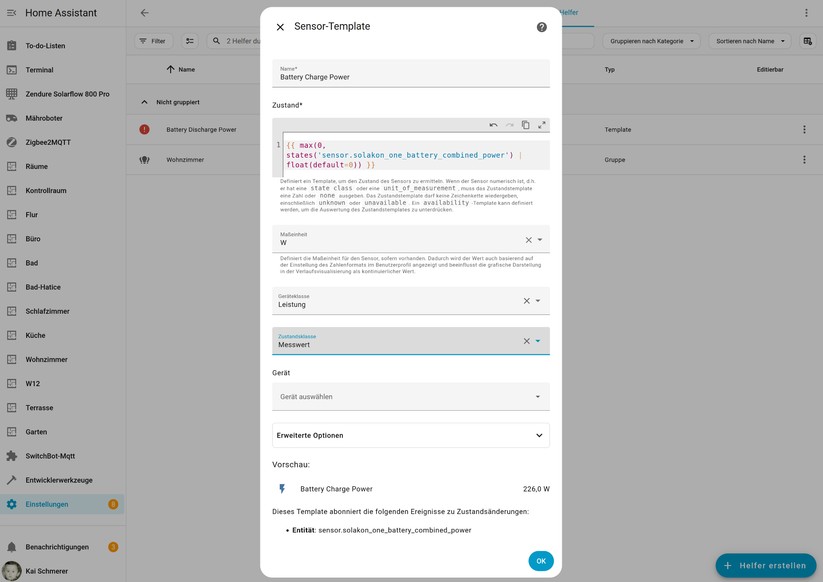  Helfer einrichten für Energy Dashboard