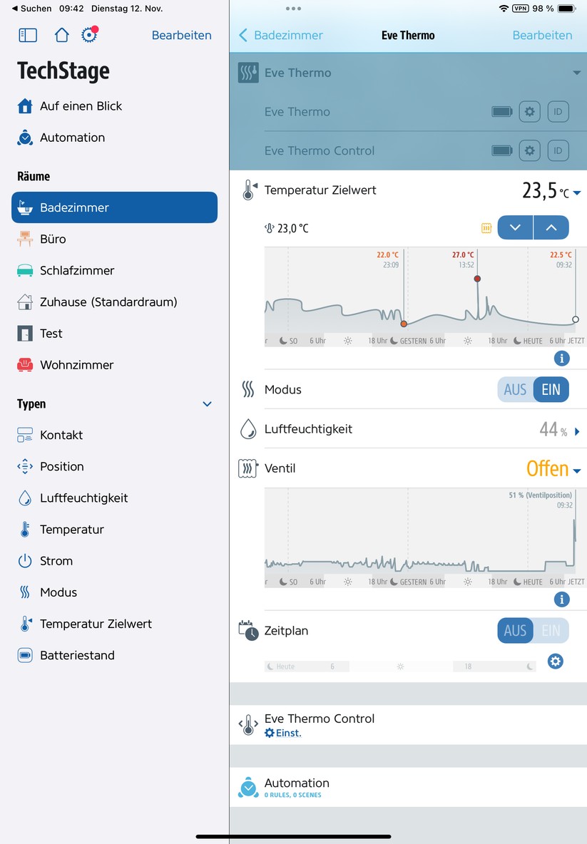 Eve Thermo: Konfiguration mit Eve-App